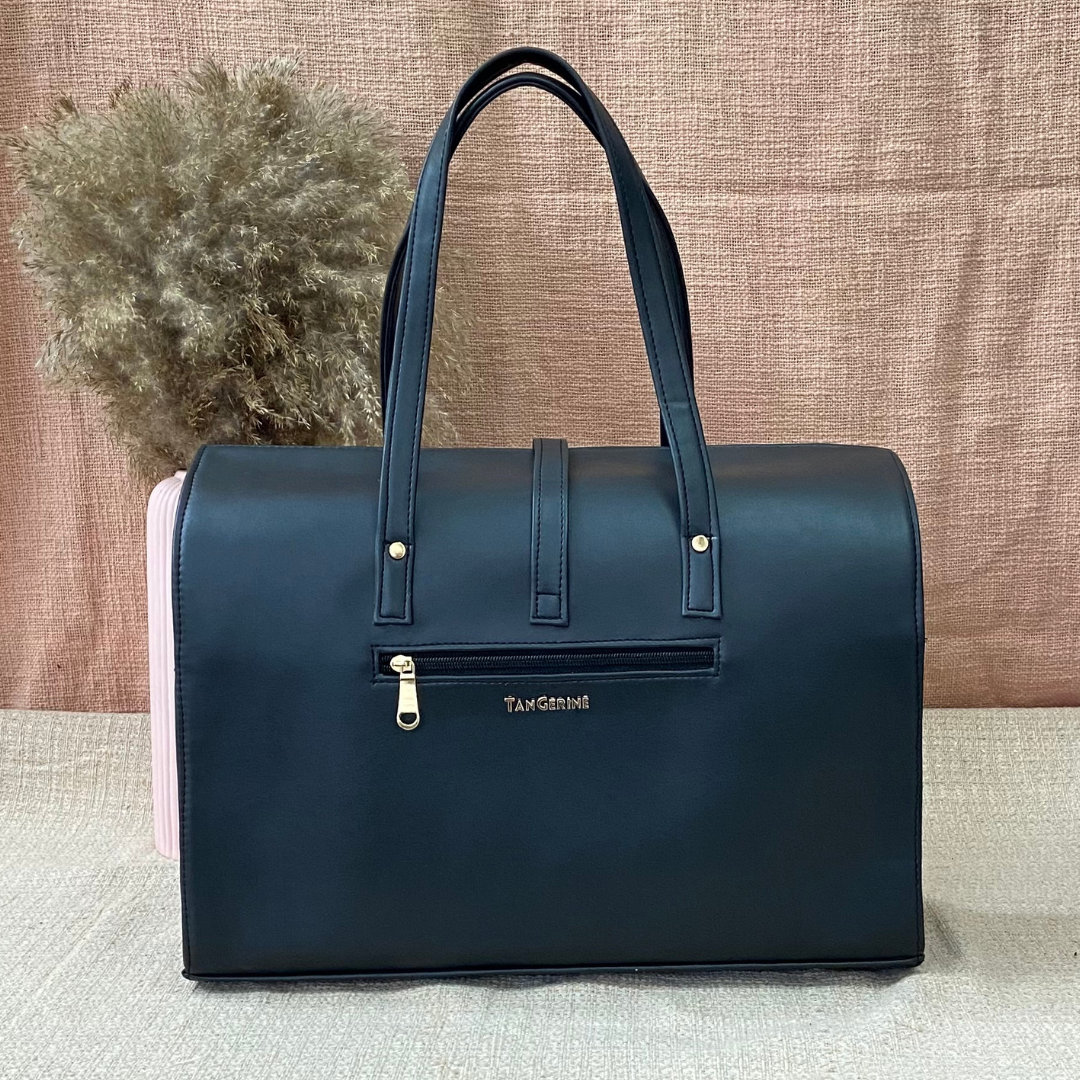 Black with Black &amp; White Stripes Leera 16inch Bag