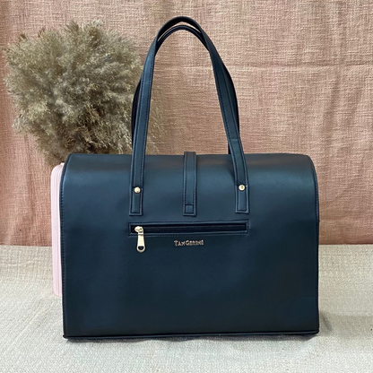 Black with Black &amp; White Stripes Leera 16inch Bag