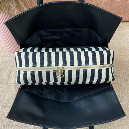 Black with Black &amp; White Stripes Leera 16inch Bag