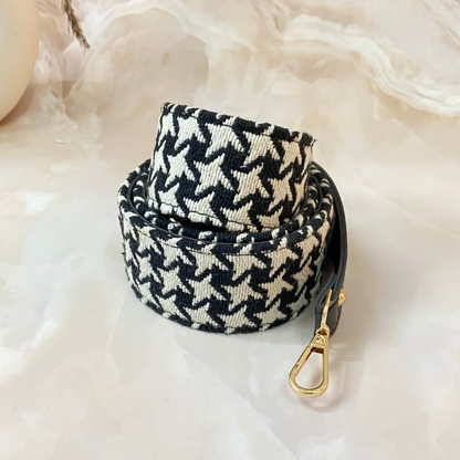 Black with Black &amp; White Vintage Small Print Shoulder Strap