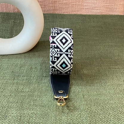 Black with Mint Green &amp; Pink Diamond Shoulder Strap