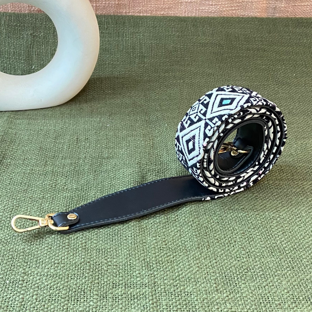 Black with Mint Green &amp; Pink Diamond Shoulder Strap