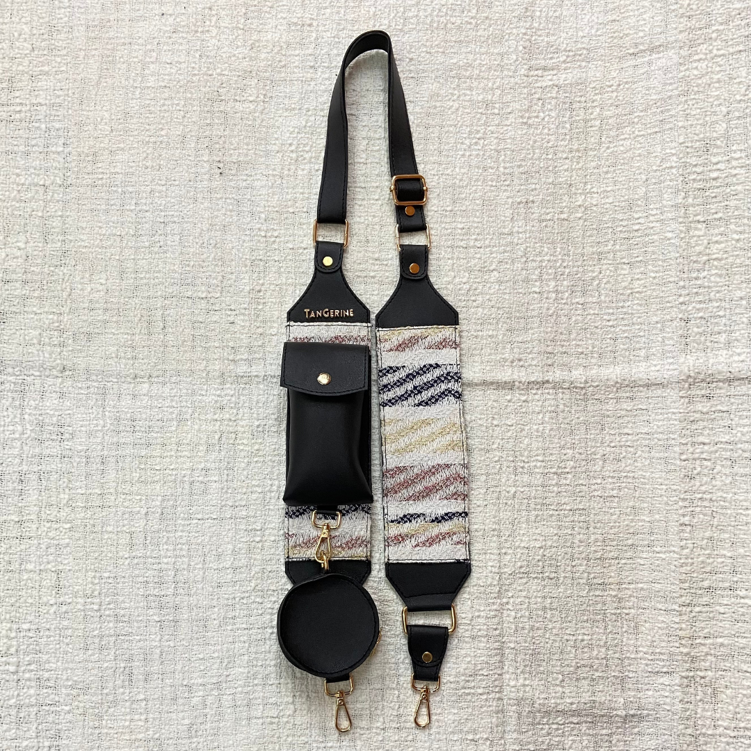 Black with White Tribal Pochette Belt with Phone Case