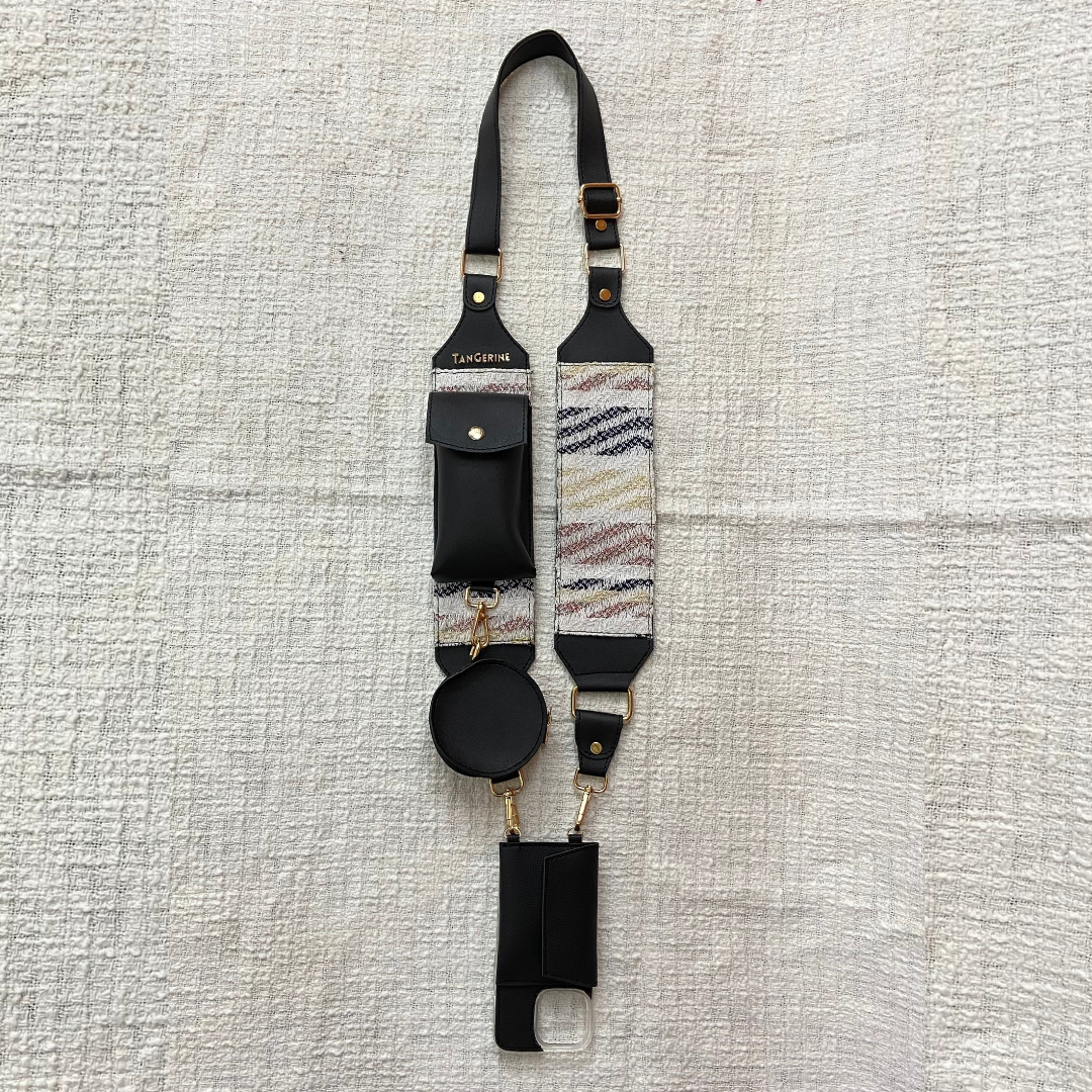 Black Eva + Black with White Tribal Pochette Belt with Phone Case