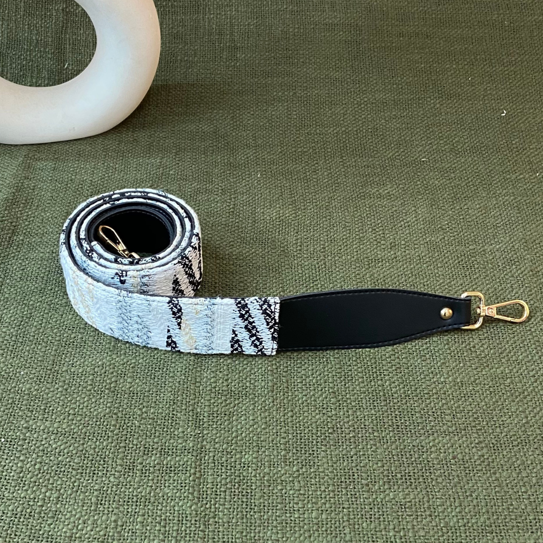 Black with White Tribal Shoulder Strap