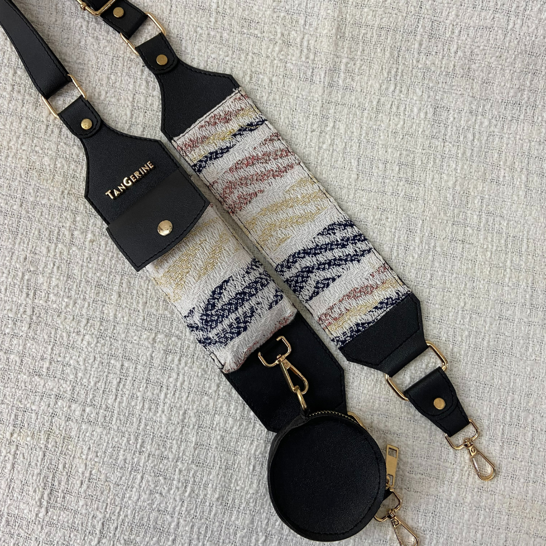 Black wtih White Tribal Cloth on Pochette Only Belt