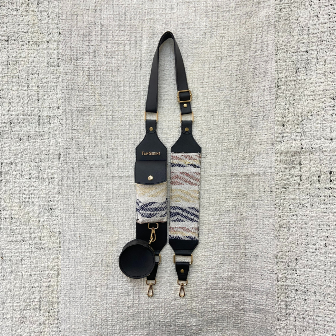 Black wtih White Tribal Cloth on Pochette Only Belt