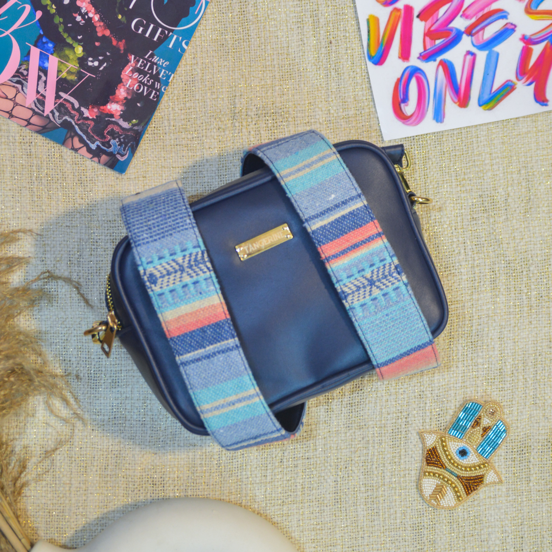 Blue Dual Compartment Bag with Blue Vibrant Belt.