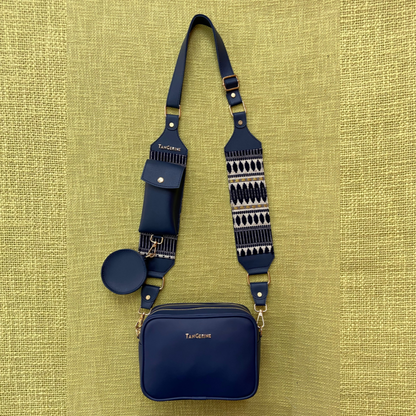 Blue Dual Compartment + Blue Plain Pochette Belt