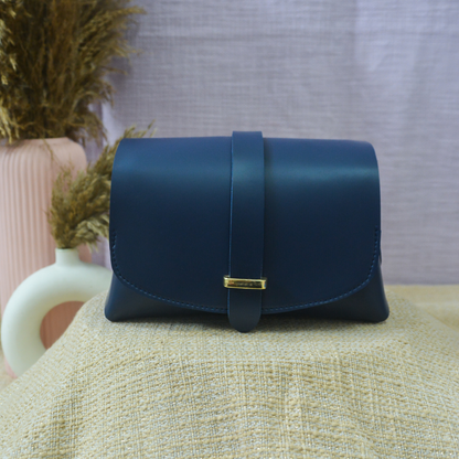 Dark Blue Eva Bag with Multi-color Triangle Belt.