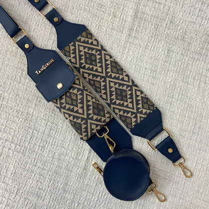 Blue Light Black Diamond  Cloth On Pocket Pochette Belt with phone Case