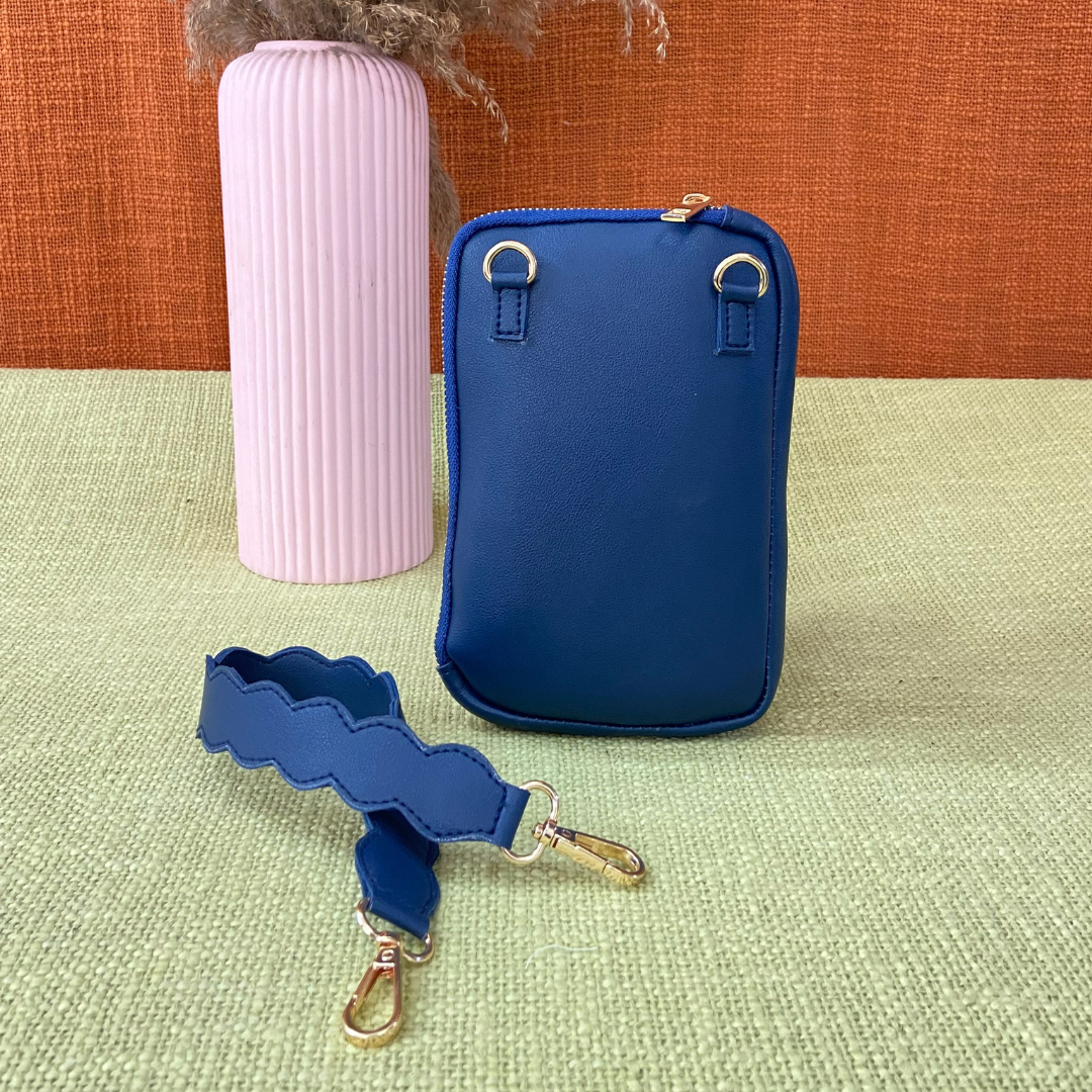 Blue Pouch + Blue with Multi-color Triangles Pochette Belt