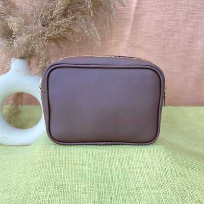 Brown Dual Compartment + Brown Tribal Cloth on Pocket Pochette Belt with Phone Case