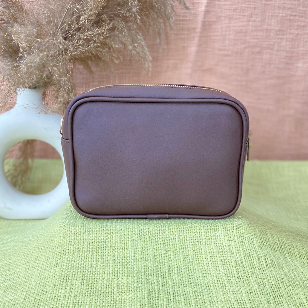 Brown Dual Compartment + Brown Plain Pochette Belt