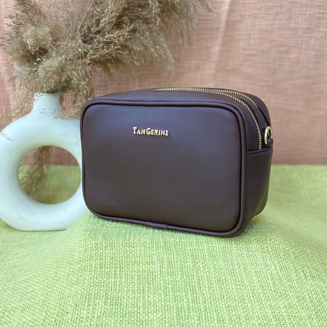 Brown Dual Compartment + Brown Plain Pochette Belt