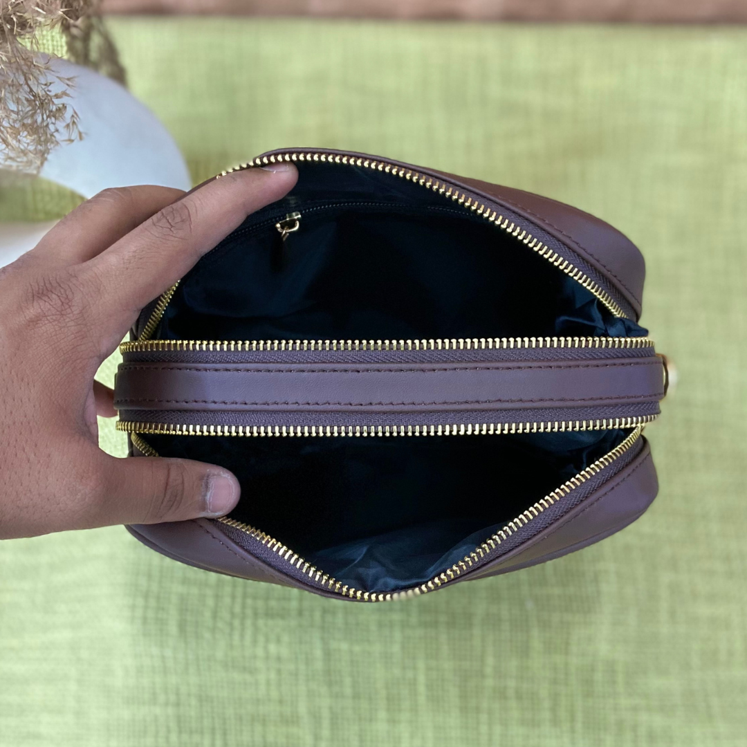 Brown Dual Compartment + Brown Plain Pochette Belt