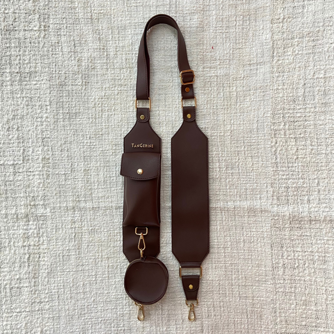 Brown Dual Compartment + Brown Plain Pochette Belt