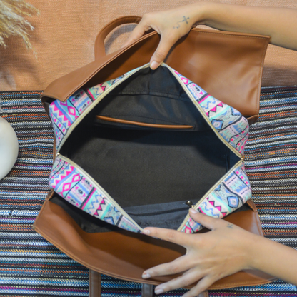 Brown Purple Pop Leera 16inch Bag