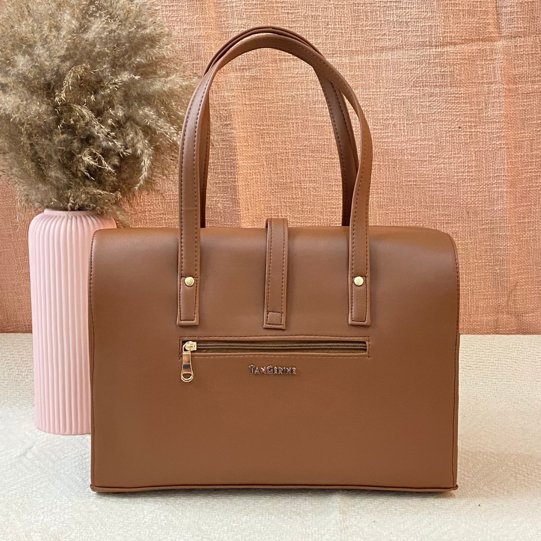 Brown with Black &amp; White Stripes Leera 14inch Bag