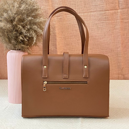 Brown with Black &amp; White Stripes Leera 14inch Bag