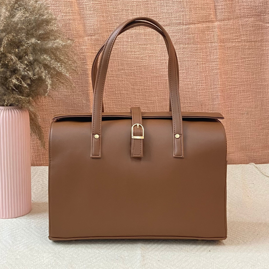 Brown with Black &amp; White Stripes Leera 14inch Bag