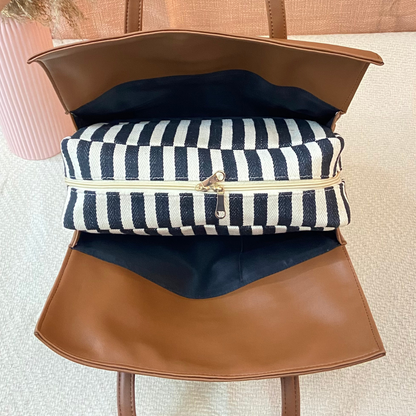 Brown with Black &amp; White Stripes Leera 16inch Bag