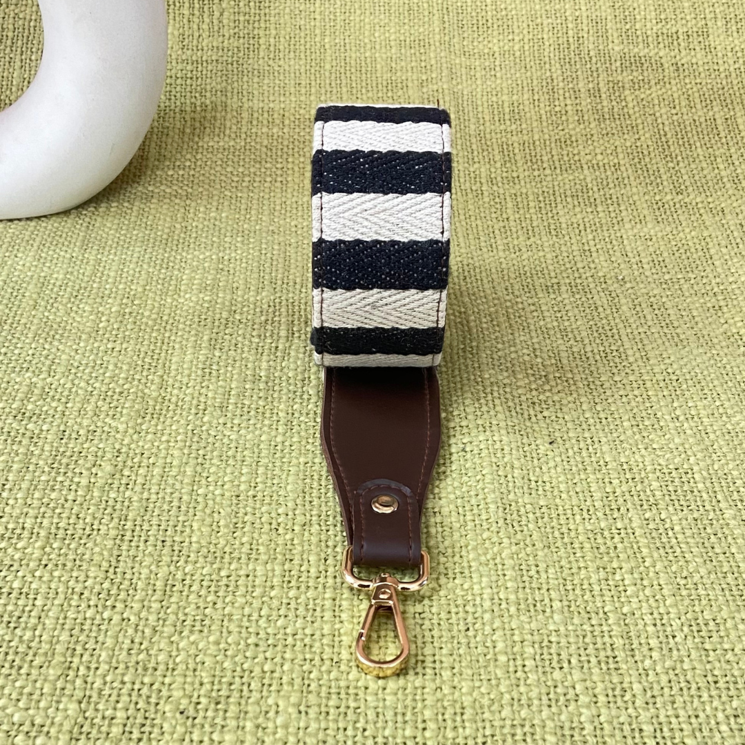 Brown with Black &amp; White Stripes Shoulder Strap