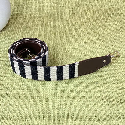 Brown with Black &amp; White Stripes Shoulder Strap