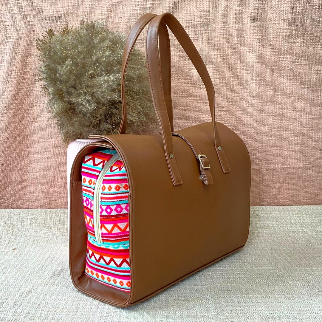 Brown With Boho Design Leera 12inch Bag
