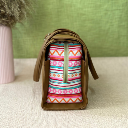 Brown with Boho Design Leera 14inch Bag
