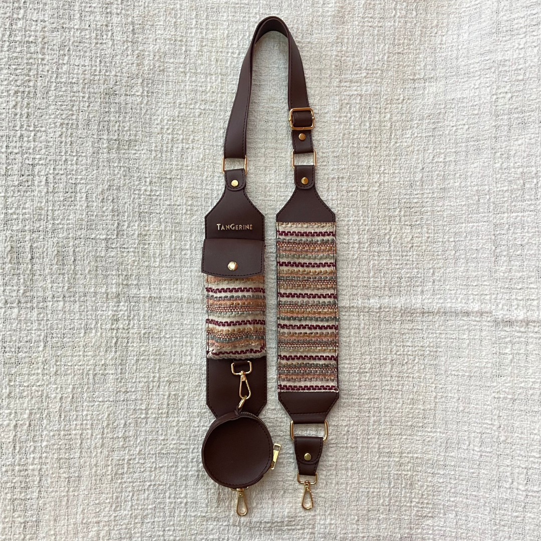 Brown Pouch + Brown Tribal Cloth on Pocket Pochette Belt