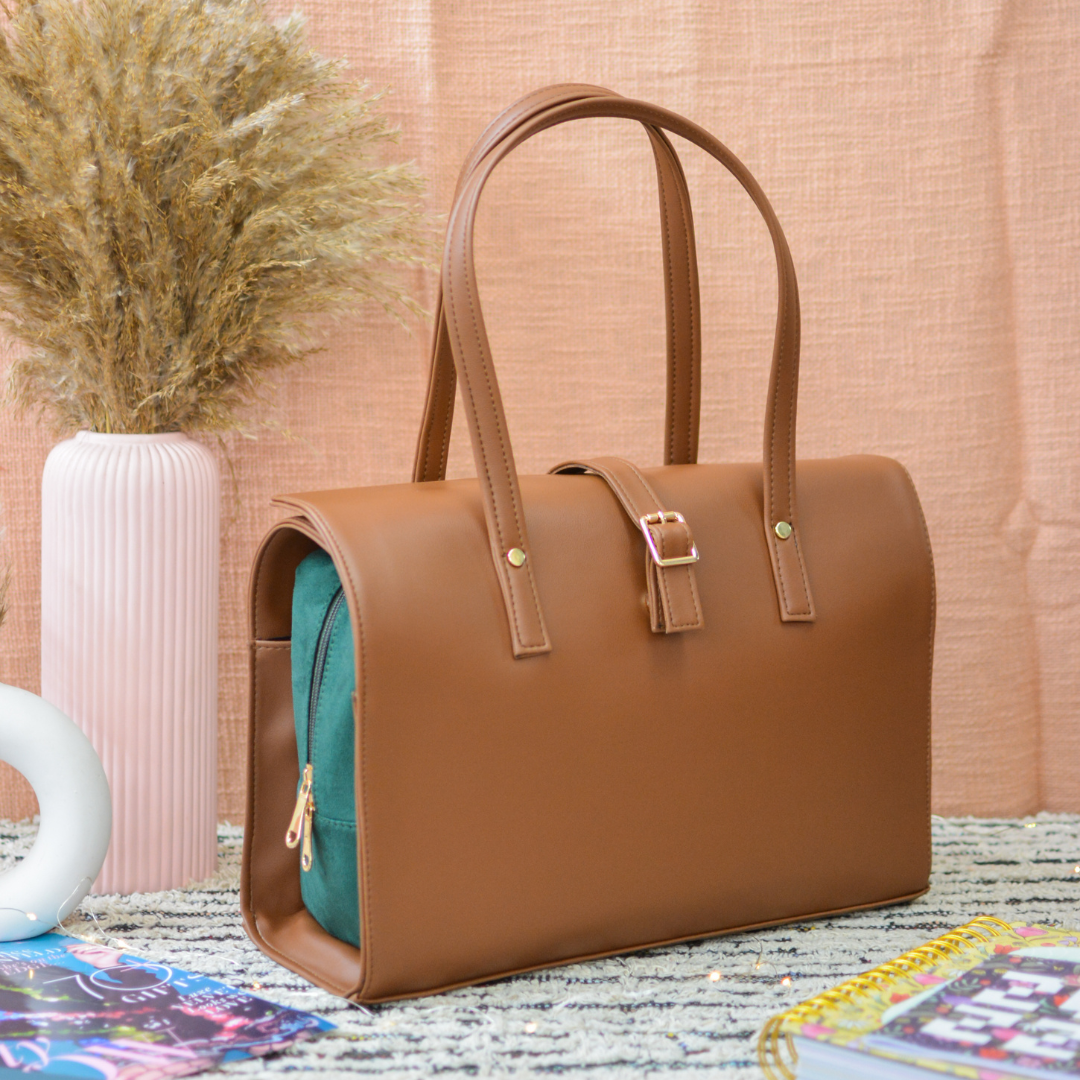Brown with Green Swede Leera 14inch Bag