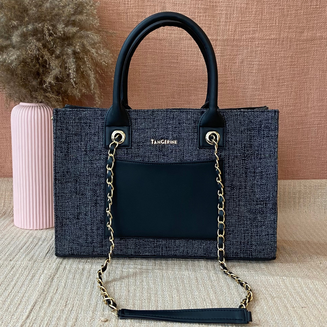 Charcoal Grey Chain Tote 15inch.