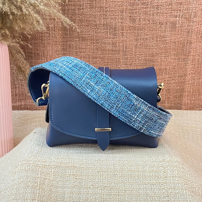 Dark Blue Eva Bag with Midnight Blueberry Belt + Mini Wallet