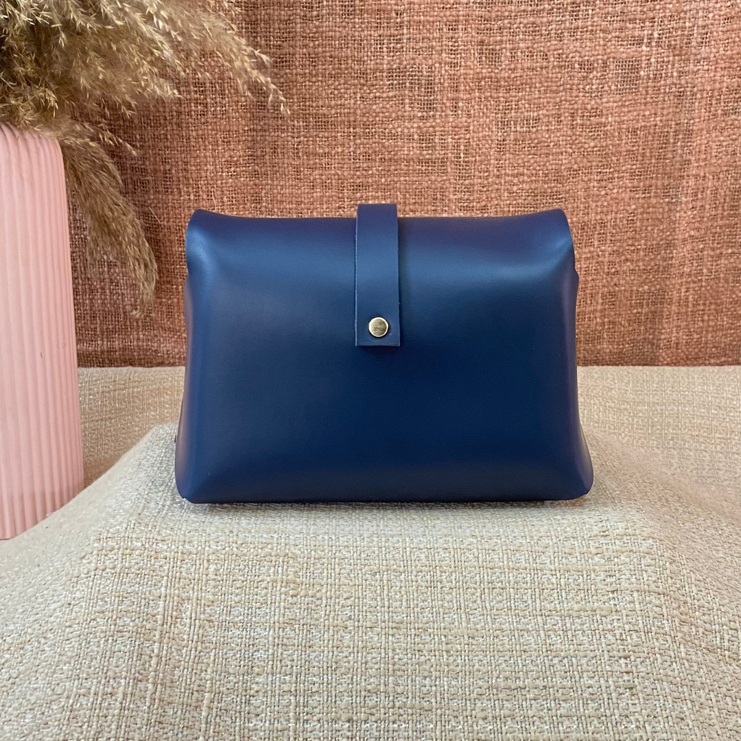 Blue Eva + Blue with Multi-color Triangles Cloth on Pocket Pochette Belt