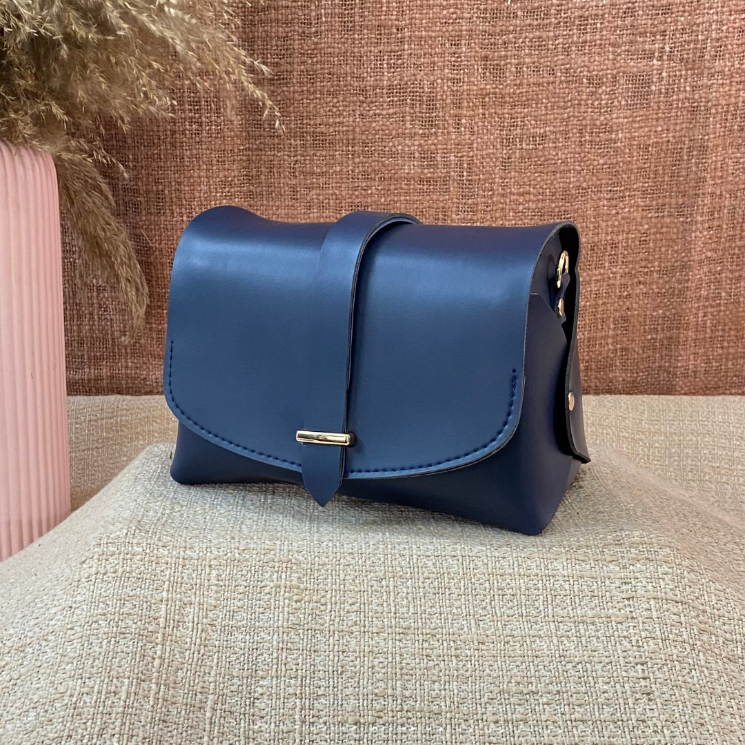 Blue Eva + Blue with Multi-color Triangles Cloth on Pocket Pochette Belt