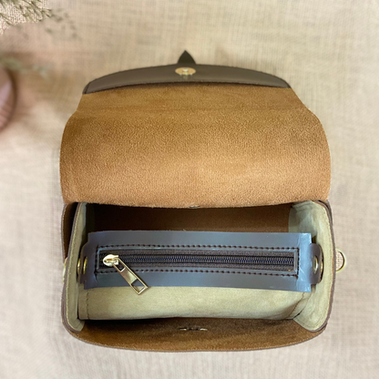 Dark Brown Eva Bag with Boho Belt + Mini Wallet
