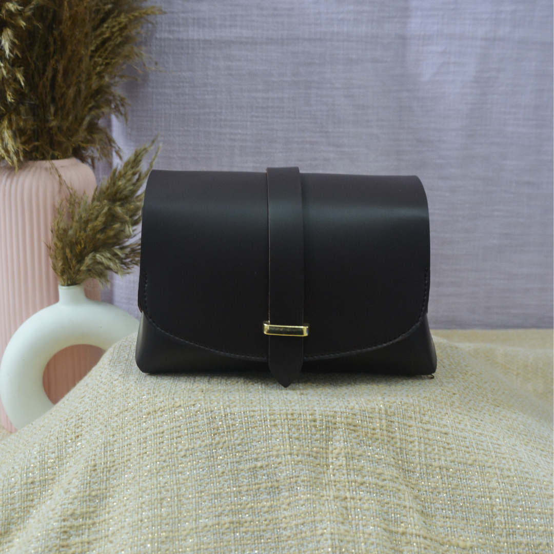 Dark Brown Eva Bag with T-Shape Design Belt + Mini Wallet