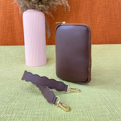 Brown Pouch + Brown Tribal Cloth on Pocket Pochette Belt