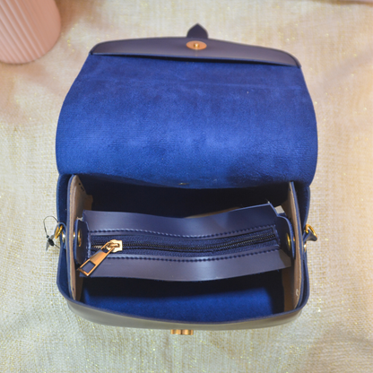 Dark Blue Eva Bag with Colorful Wave Belt.