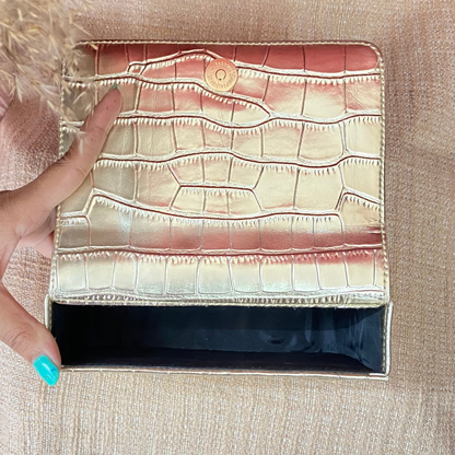 Gold Croc Embossed Box Style Waist Bag Phone Size