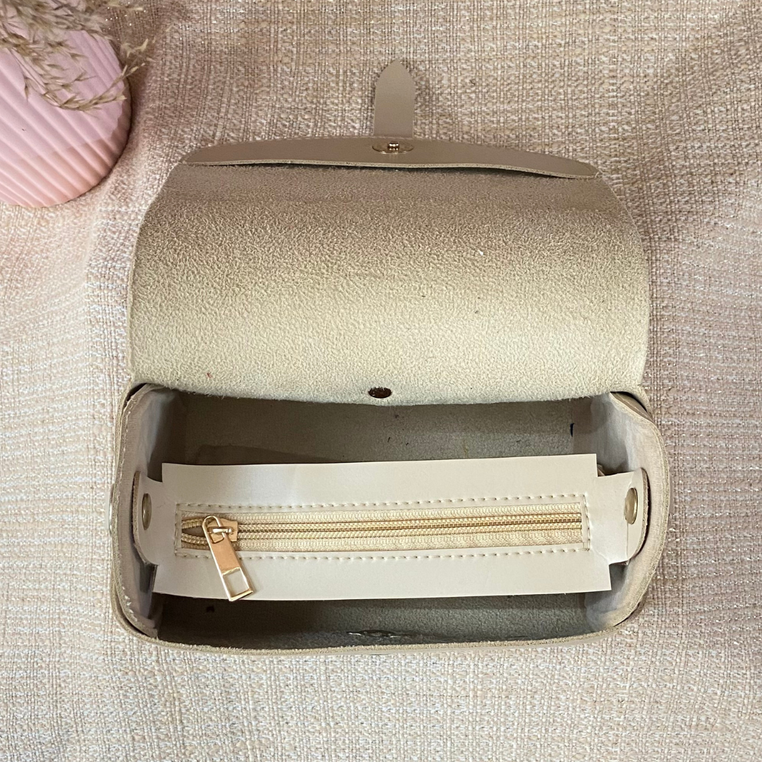 Light Beige Eva Bag with White Tribal Belt.