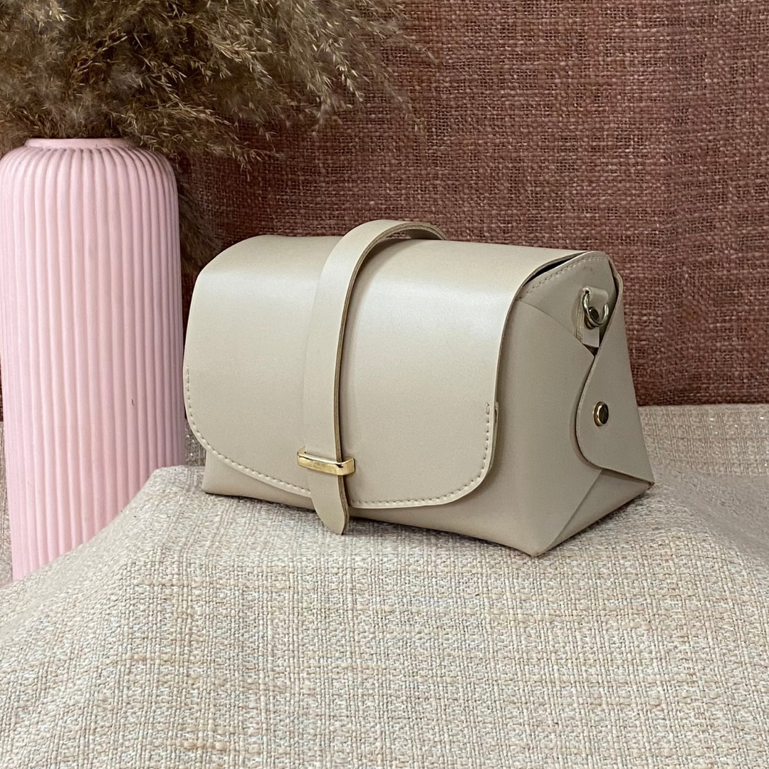 Light Beige Eva Bag with Multi-color Belt.