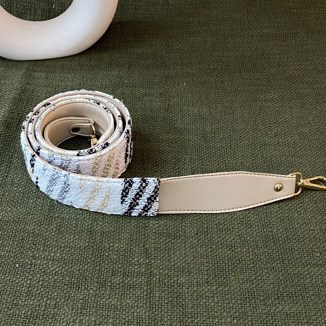 Light Beige White Tribal Shoulder Strap