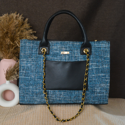 Midnight Blueberry Chain Tote Full Name Metal (1 Line Initials)