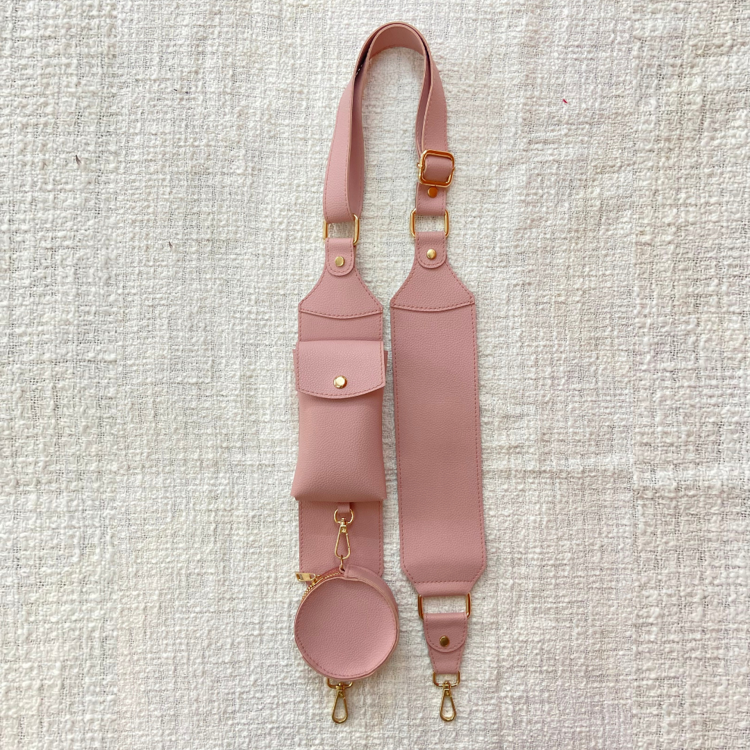 Pink Plain Pochette Belt with Phone Case