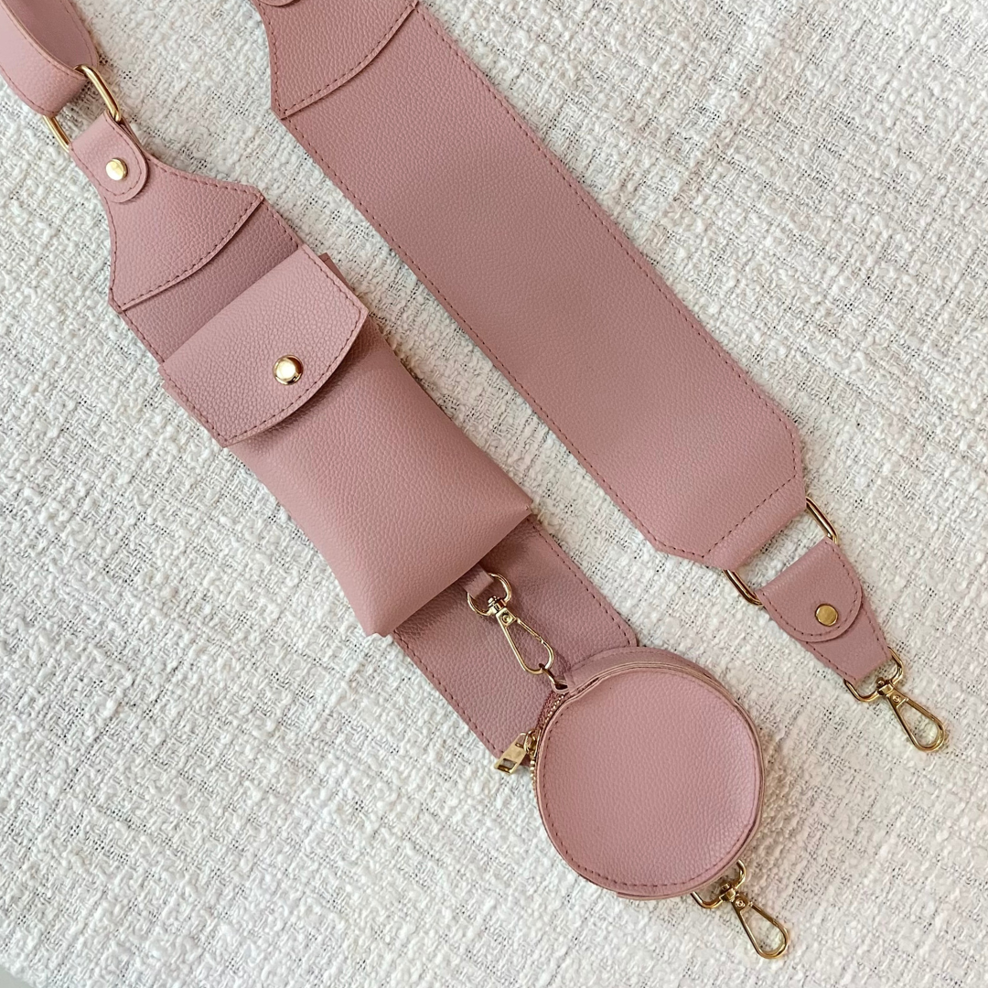 Pink Plain Pochette Belt with Phone Case