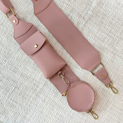 Pink Plain Pochette Belt with Phone Case