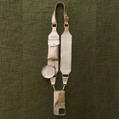Rose Gold Metallic Plain Pochette Belt with Phone Case