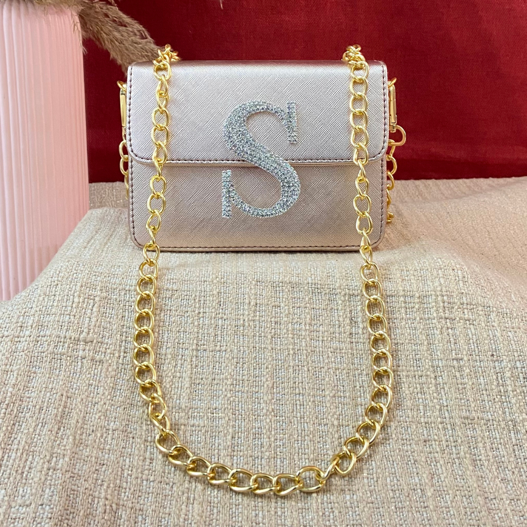 Rose Gold Non-Textured Phone Size Monogram Bag (New Style)